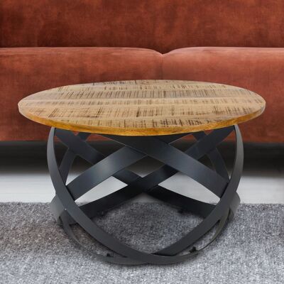 Table d'appoint table basse ronde salon Orbit structure métal noir