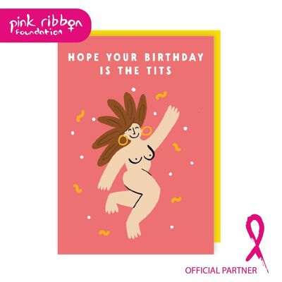 Paquete de 6 tarjetas de cumpleaños con diseño de tetas de la fundación Charity Pink Ribbon