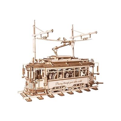 Puzzle en bois 3D Tramway de ville classique, Robotime, LK801, 24.7×16.5×28.7 cm