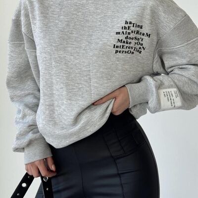 Sweatshirt mit Reißverschluss hinten und GRAUEN Details – AMARA