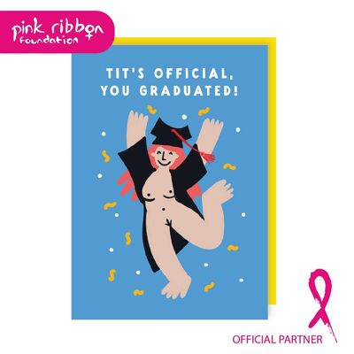 Charity Pink Ribbon Foundation Boob Graduation Card Pack de 6