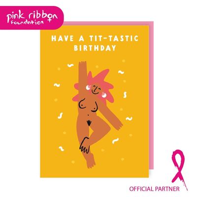 Paquete de 6 tarjetas de cumpleaños de Charity Pink Ribbon Foundation Tit-tastic