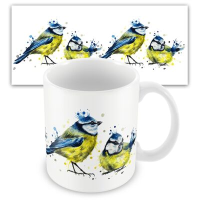 Splatter Blue Tits Ceramic Mug