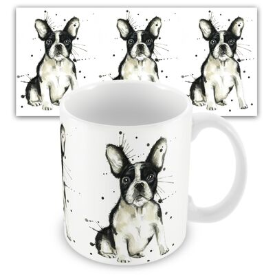 Tasse en céramique de bouledogue français d’éclaboussure