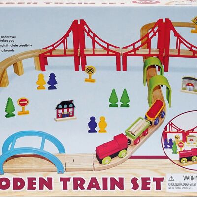 Wooden Train Circuit 60 Pieces
