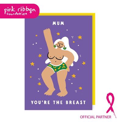 Charity Pink Ribbon Foundation Boob Carte d'appréciation pour la fête des mères Pack de 6