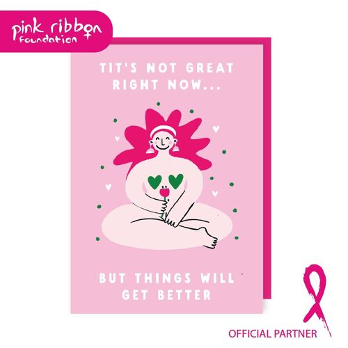 Charity Pink Ribbon Foundation Boob Card Pack of 6