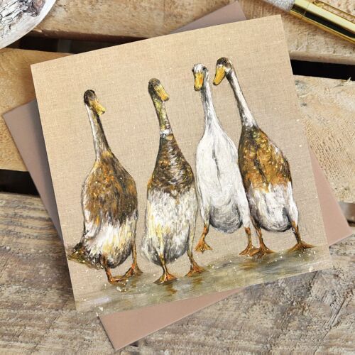 Linen Geese Greetings Card