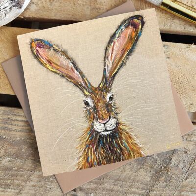 Linen Hare Greetings Card