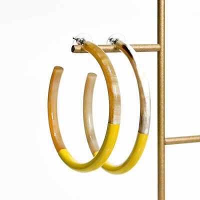 Real horn hoop earrings - Yellow