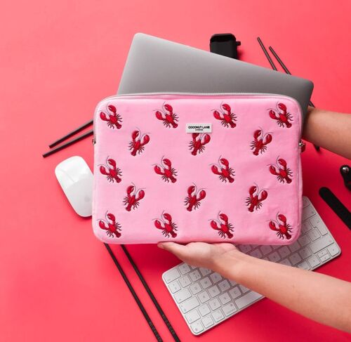 Luxe Pink Velvet Lobster Laptop Sleeve
