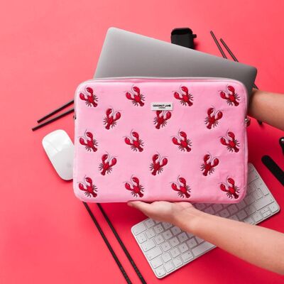 Luxe Pink Velvet Lobster Laptop Sleeve