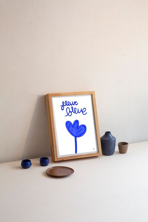 Fleur bleue - affiche - illustration - collection printemps - Fait main en France