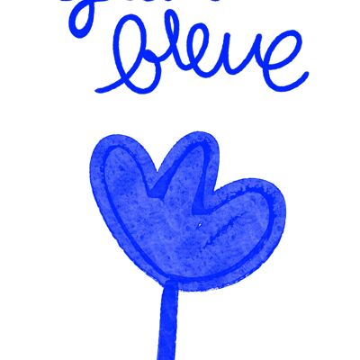 Blue flower - poster - illustration - spring collection - Handmade in France