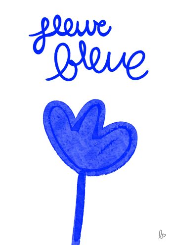 Fleur bleue - affiche - illustration - collection printemps - Fait main en France 1