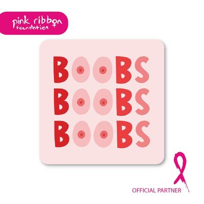 Pink Ribbon Foundation Charity Boob Coaster - Funny Pack of 6