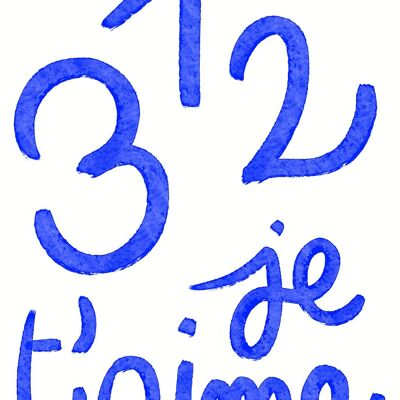 1,2,3 je t'aime ! - affiche - illustration - collection printemps - Fait main en France