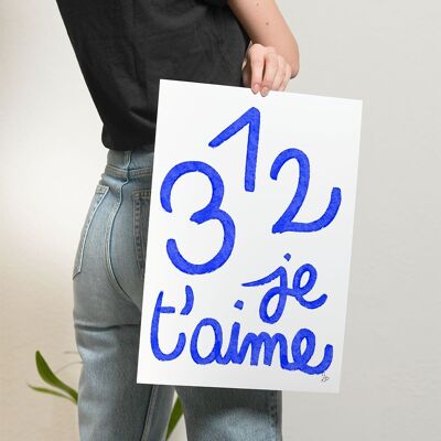 1,2,3 ¡Te amo! - cartel - ilustración - colección primavera - Hecho a mano en Francia