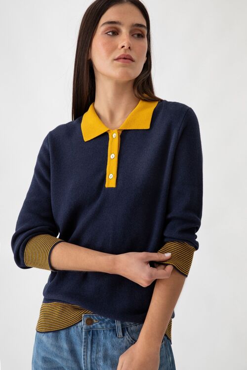 Contrasting details knit sweater        (437233-47)