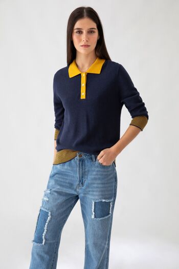 Pull en maille détails contrastés (437233-47) 2