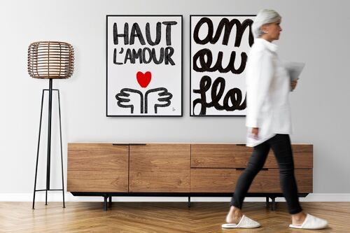 Haut l'amour - affiche - illustration - collection printemps - Fait main en France