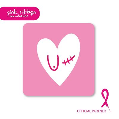 Pink Ribbon Foundation Charity Boob Coaster - Mastectomy - Support - Strength Pack of 6