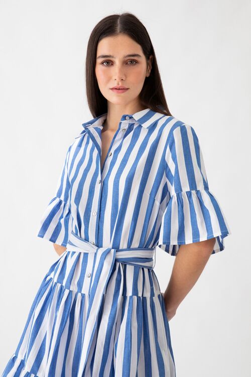 Striped dress with ruffles        (402229-273)