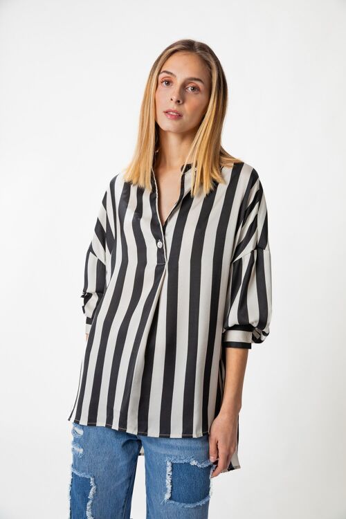 Striped shirt with satin effect        (419178-273)