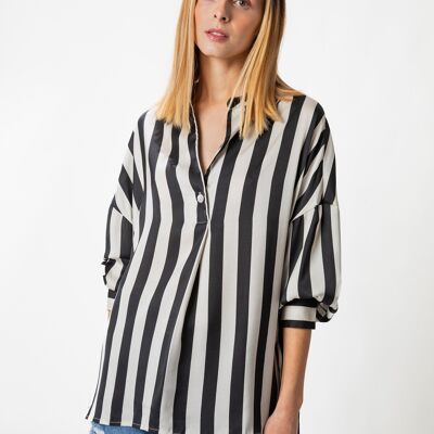 Striped shirt with satin effect        (419178-273)
