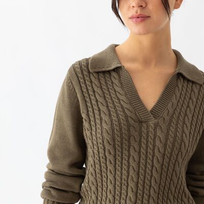 Structured knit polo sweater        (437258-39)