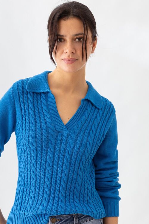 Structured knit polo sweater        (437258-51)