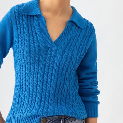 Structured knit polo sweater        (437258-51)