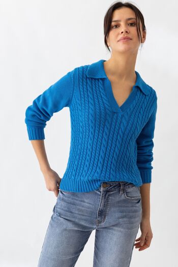 Pull polo en tricot structuré (437258-51) 2