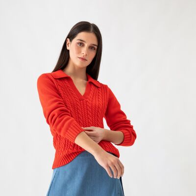 Structured knit polo sweater        (437258-89)