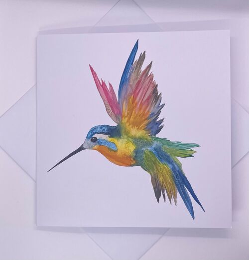 Hummingbird Watercolour Greetings Card Blank Inside