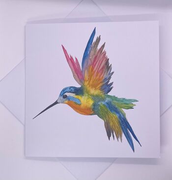 Carte de vœux aquarelle colibri vierge à l’intérieur 1