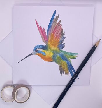 Carte de vœux aquarelle colibri vierge à l’intérieur 2