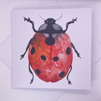 Ladybird Watercolour Greetings Card Blank Inside