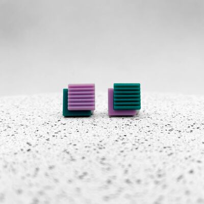 Mismatched Square Stud Earrings
