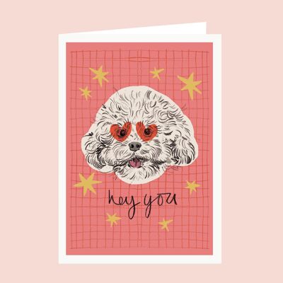 Hola, perro, tarjeta del día de San Valentín