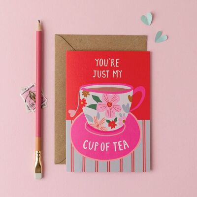Taza de tarjeta de té | Tarjeta de San Valentín | Tarjeta del día de San Valentín | Tarjeta de aniversario | Tarjeta de amor