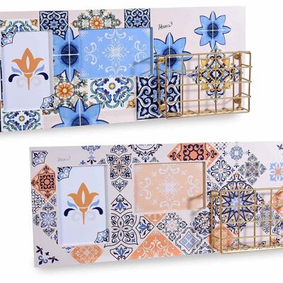 Wooden document holder with photo frame and metal grid to hang "Maiolica" design 14zero3