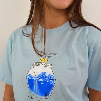 T-Shirt "Takeaway Sea"__L / Azzurro