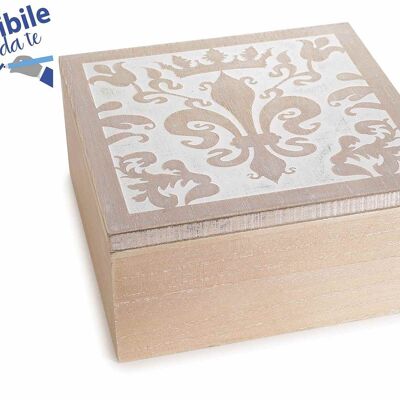 Wooden storage boxes with "Lily" decoration 14zero3