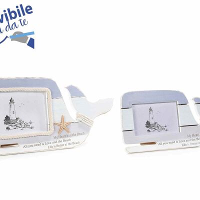 Wooden whale photo holders in a set of 2 - Can be written on by yourself