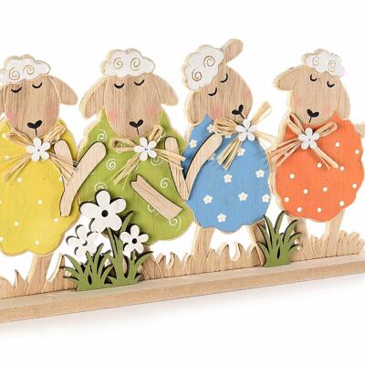 Colorful wooden sheep to rest