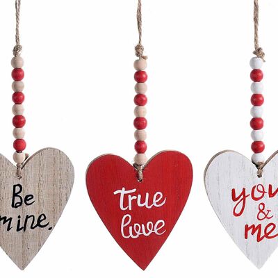 Cuori pendenti in legno con scritta