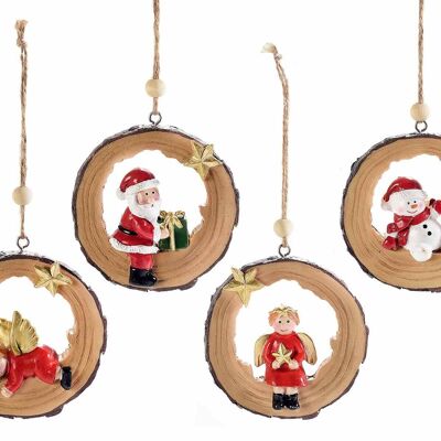 Resin logs with Christmas character to hang