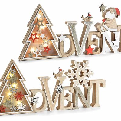 Decorative wooden Christmas writings to place with lights