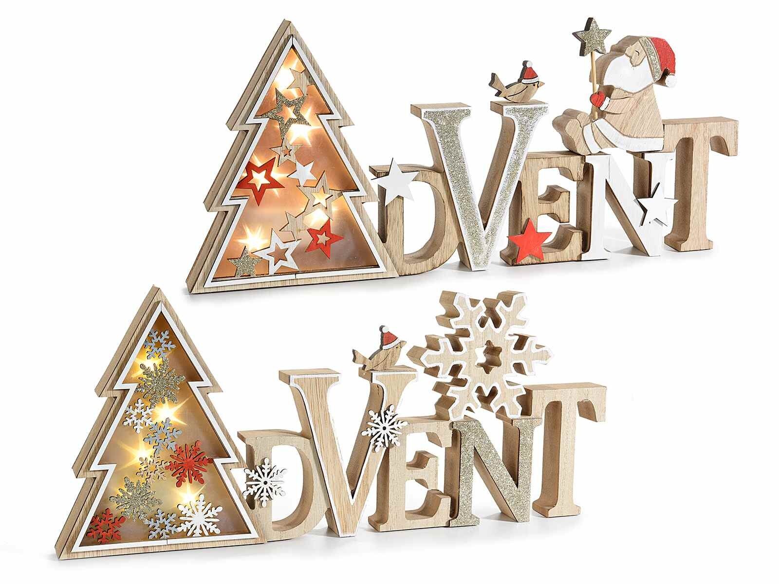 Decorative wooden Christmas writings to place with lights